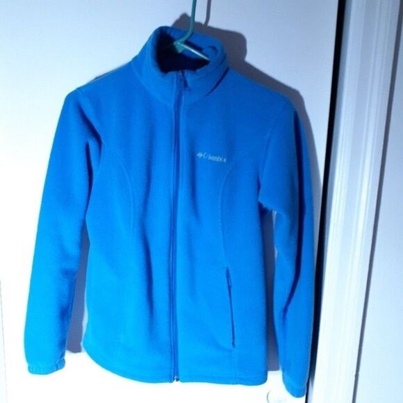 Columbia blue fleece jacket s zipper front fall winter classic athleisure top - Picture 3 of 7